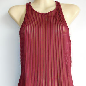 ALO Yoga Burgundy Semi-Sheer Racer Tank Top Small